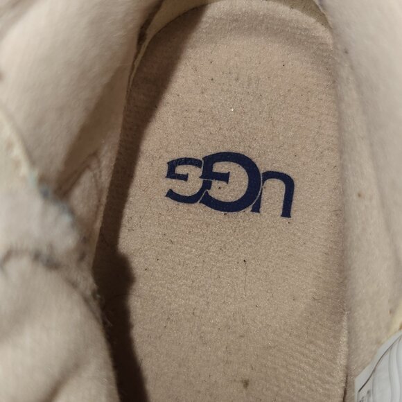 UGG Rennon II High Top Kids Sz 6 Brown Leather Suede Lined Sneaker Boot - Picture 10 of 11